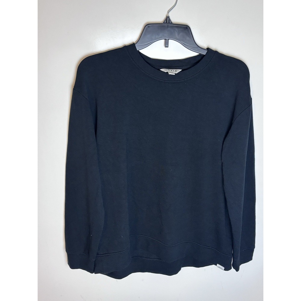 Orvis Women's Crew Neck Sweater Long Sleeve Sz Small Black Style 1529686